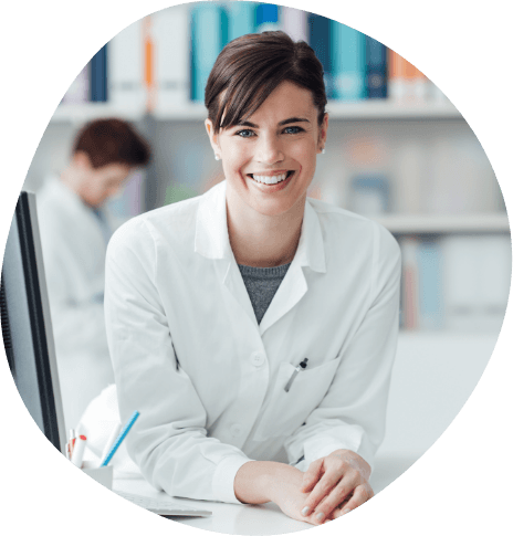 Smiling doctor referring a patient to Dallas sleep center