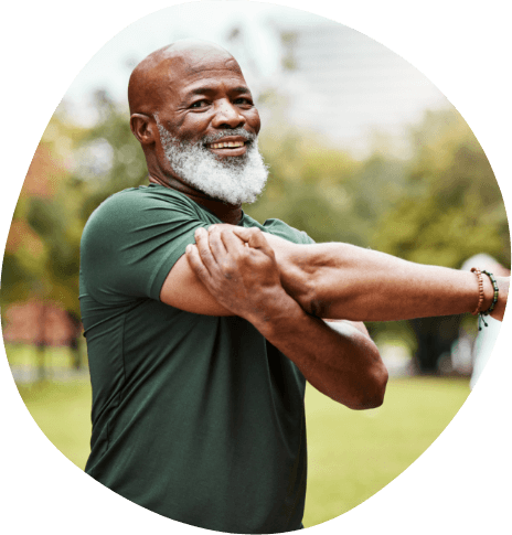 Senior man stretching before exercise